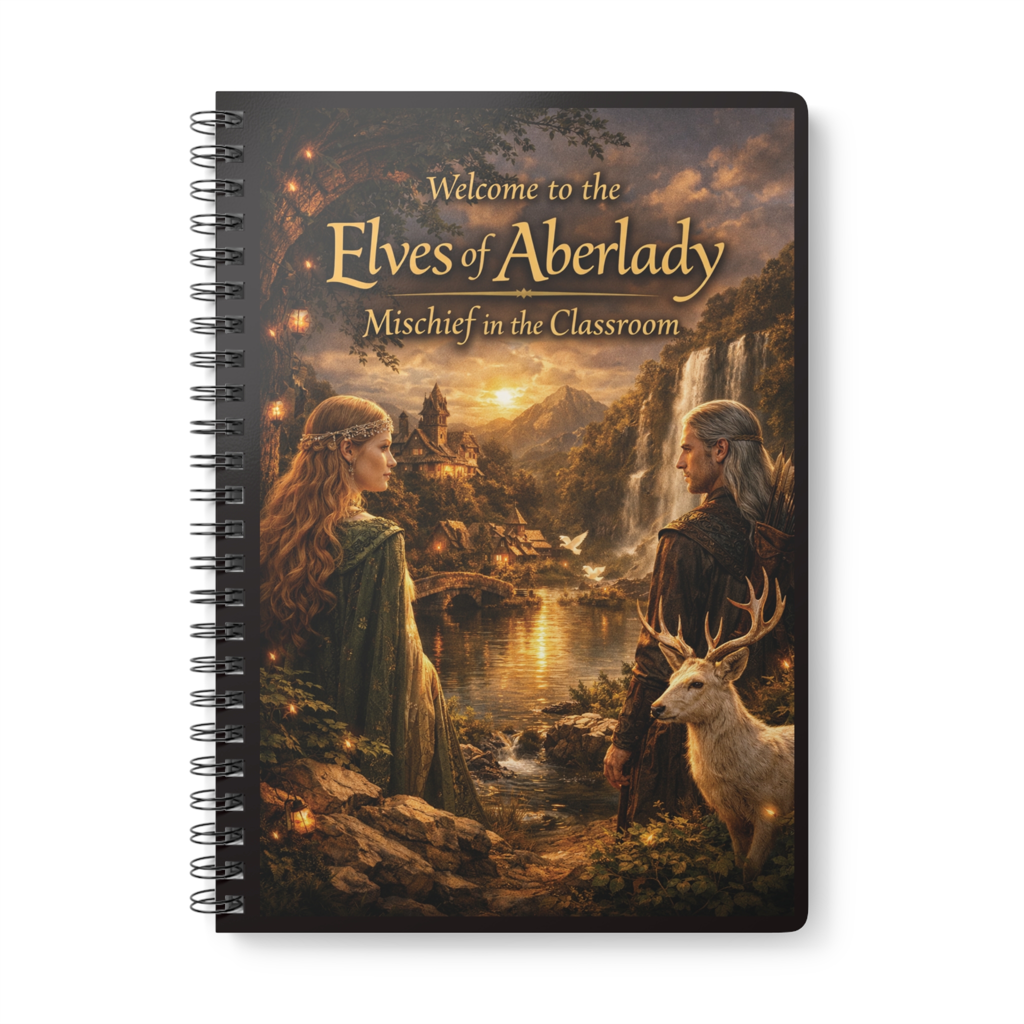 Elves of Aberlady A5 Spiral Notebook — "Mischief in the Classroom" Fantasy Journal