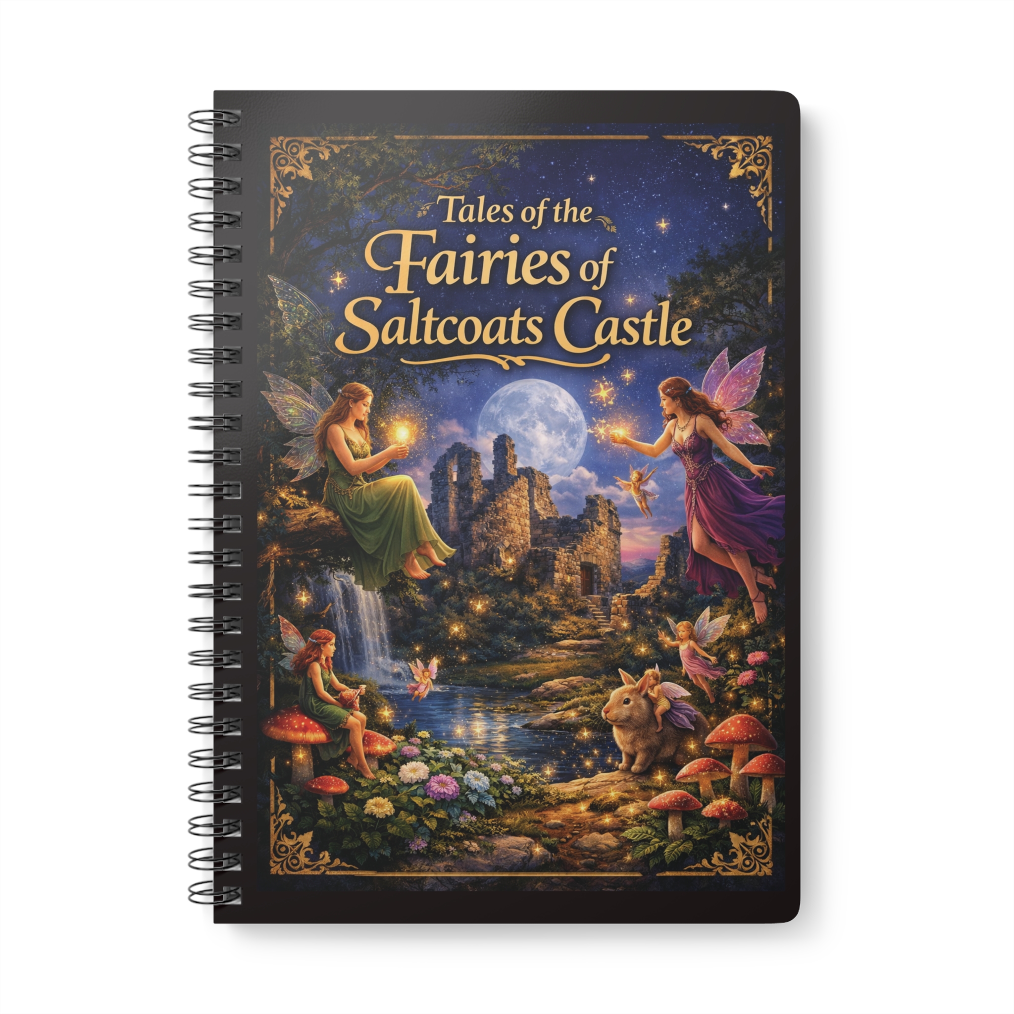 Fairies of Saltcoats Castle A5 Spiral Notebook — "New Magical Adventure Awaits" Fantasy Journal