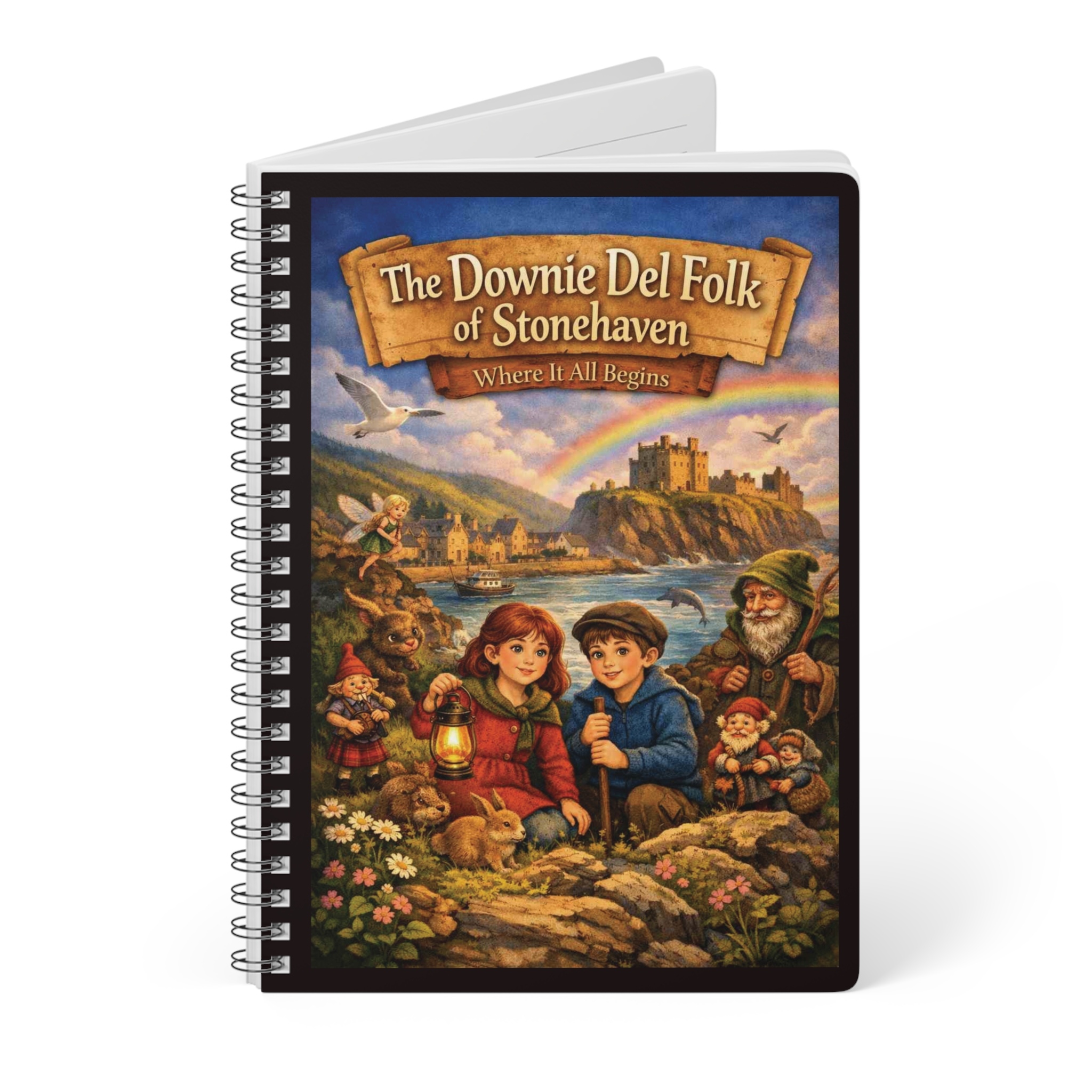 Downie Del Folk of Stonehaven A5 Spiral Notebook — "Where It All Begins" Fantasy Journal - Image 3
