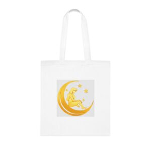 Golden Moon Cotton Tote — Crescent Moon Design Tote Bag