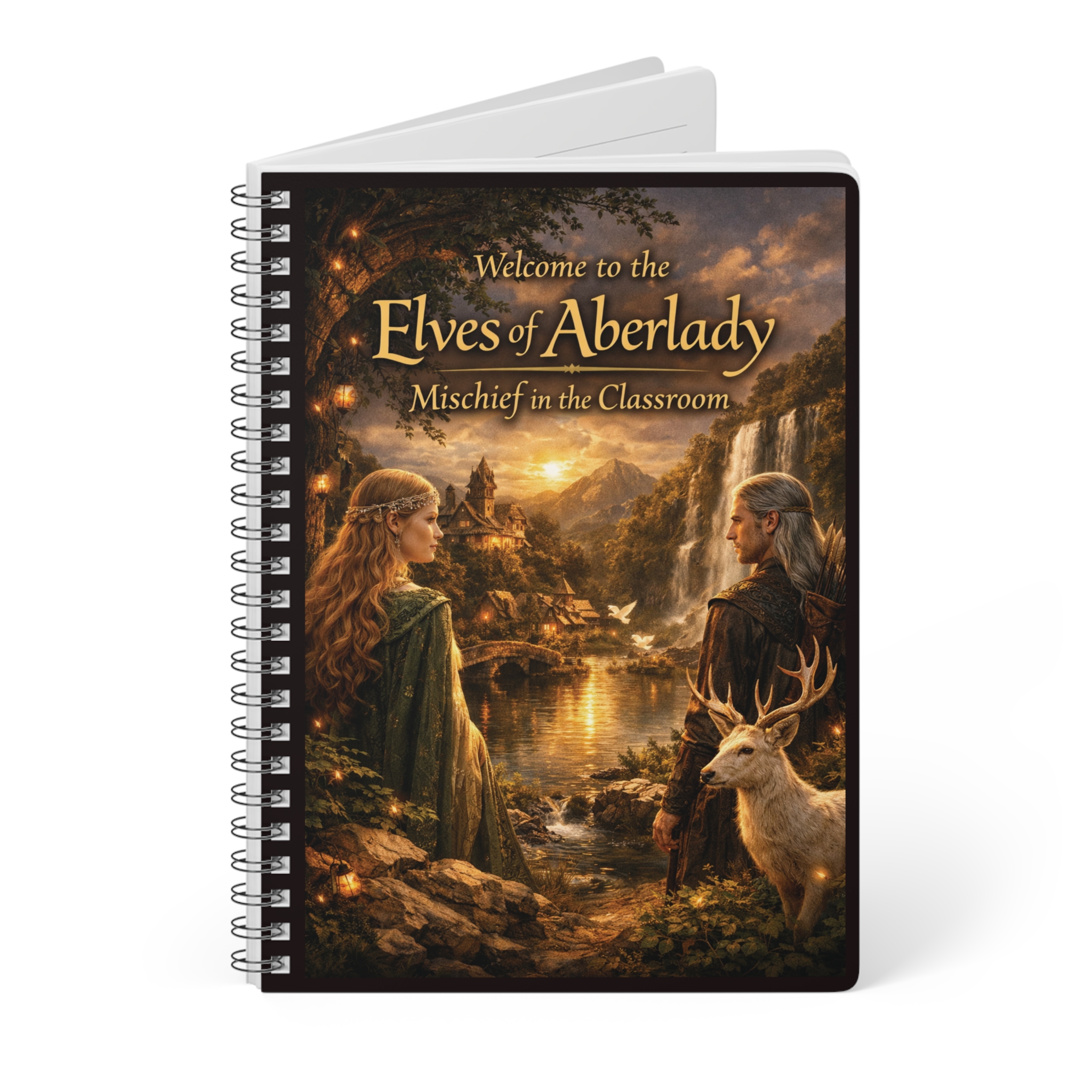 Elves of Aberlady A5 Spiral Notebook — "Mischief in the Classroom" Fantasy Journal - Image 3