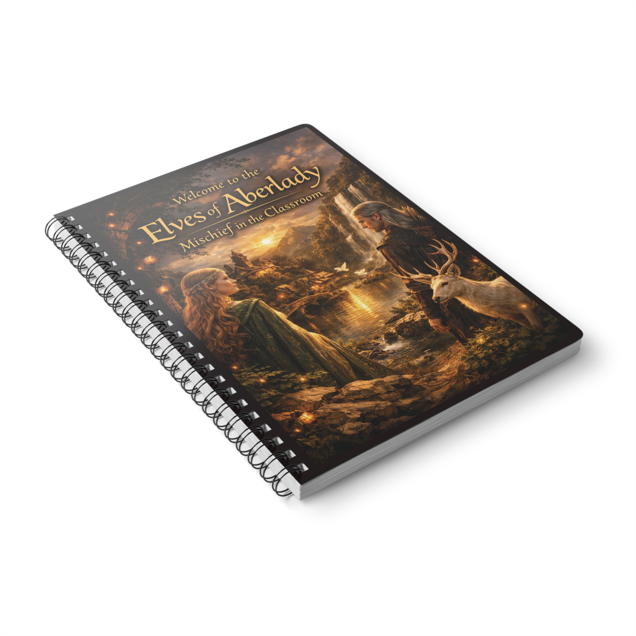Elves of Aberlady A5 Spiral Notebook — "Mischief in the Classroom" Fantasy Journal - Image 4